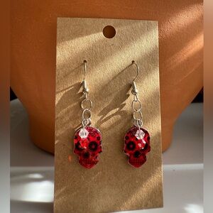 Handmade Red Skull Earrings
